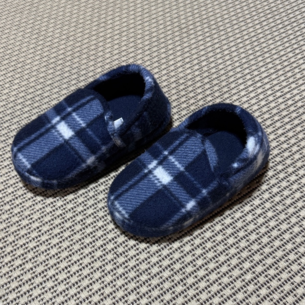 Toddler Wonder Nation Blue Plaid Kids Slippers